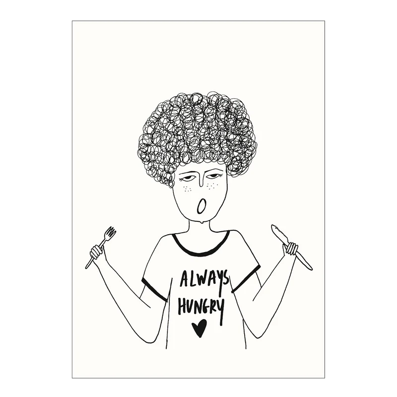 postkaart hipster always hungry Rita