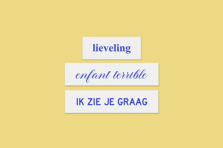 Opstrijkpatch: lieveling - enfant terrible - ik zie je graag