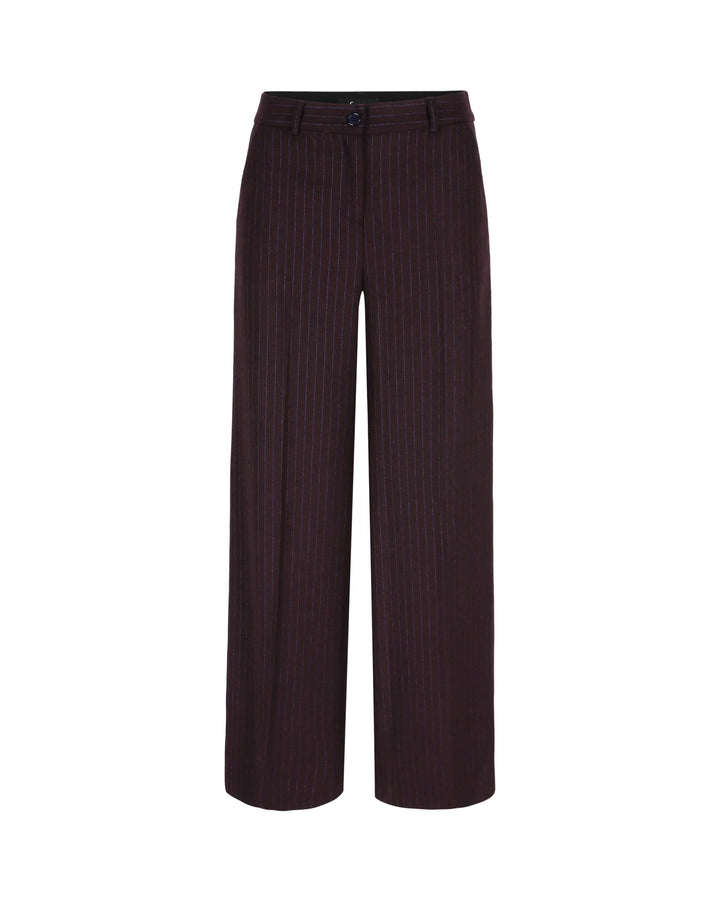 Diepe pruim-paarse krijtstreep broek