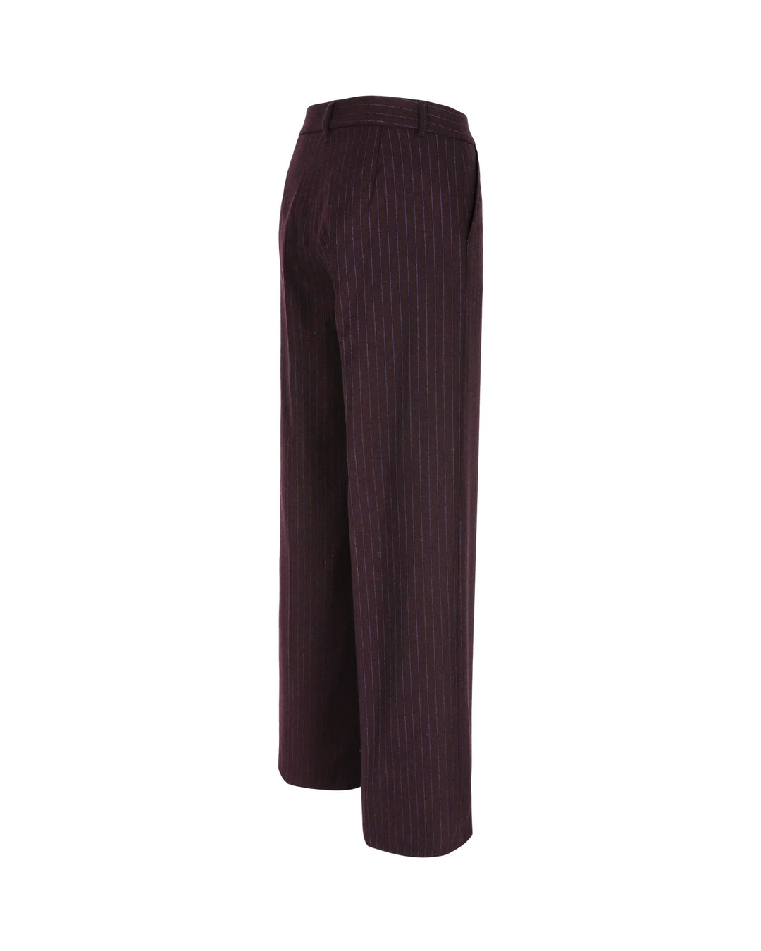 Diepe pruim-paarse krijtstreep broek