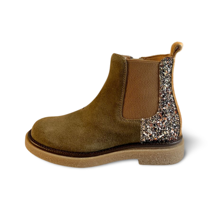 kaki laarsje met glitter