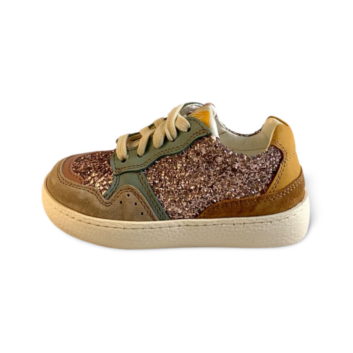 Lage  sneaker ocra met glitter
