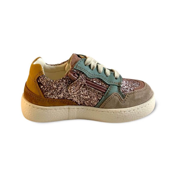 Lage  sneaker ocra met glitter