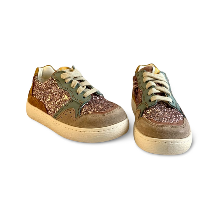 Lage  sneaker ocra met glitter