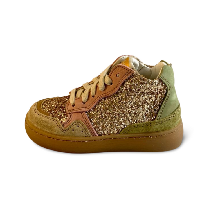 Hoge  sneaker ocra met glitter