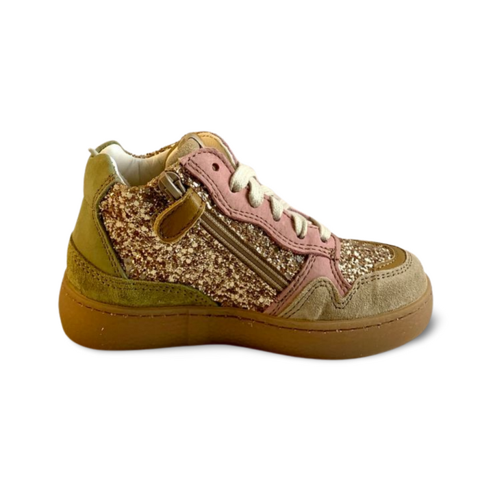 Hoge  sneaker ocra met glitter