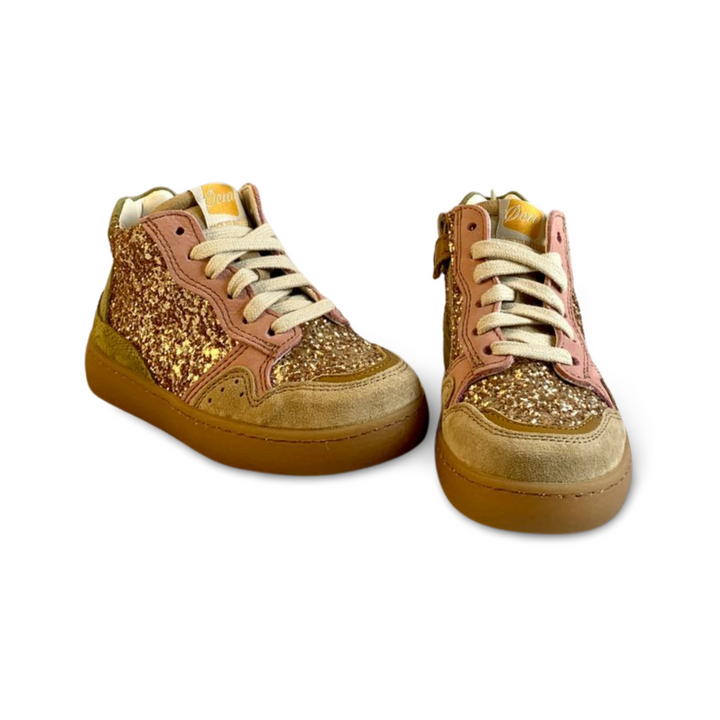 Hoge  sneaker ocra met glitter