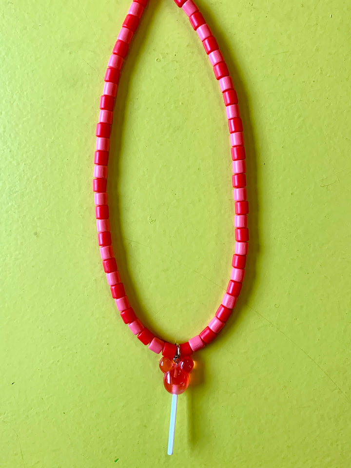 Ketting lolly Mickey  roze