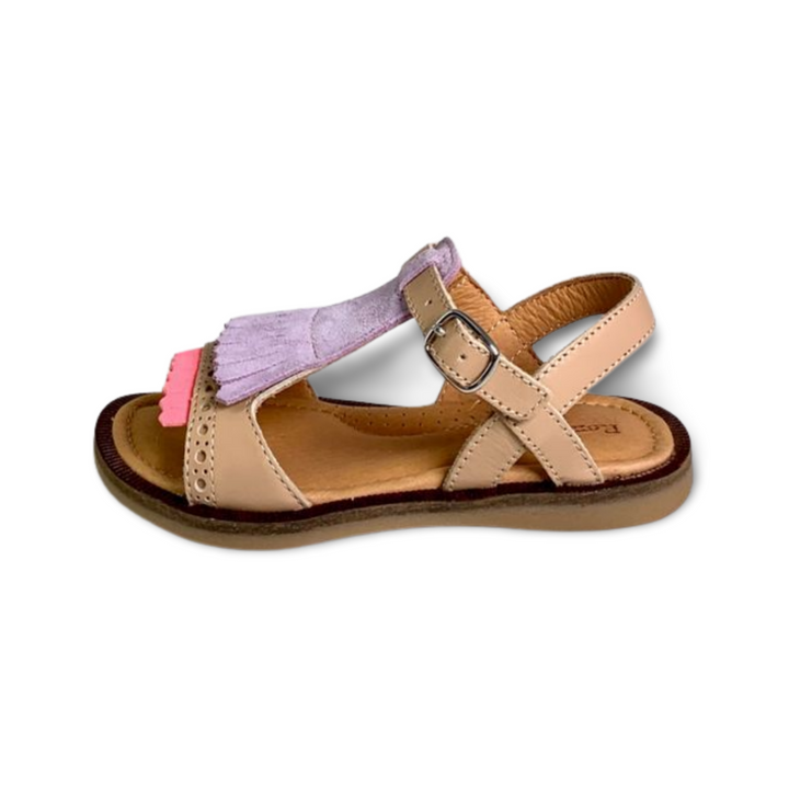 Sandaal met lila en roze accent