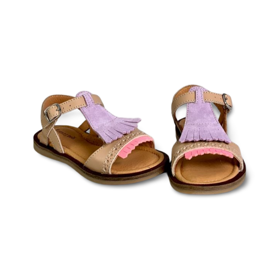 Sandaal met lila en roze accent